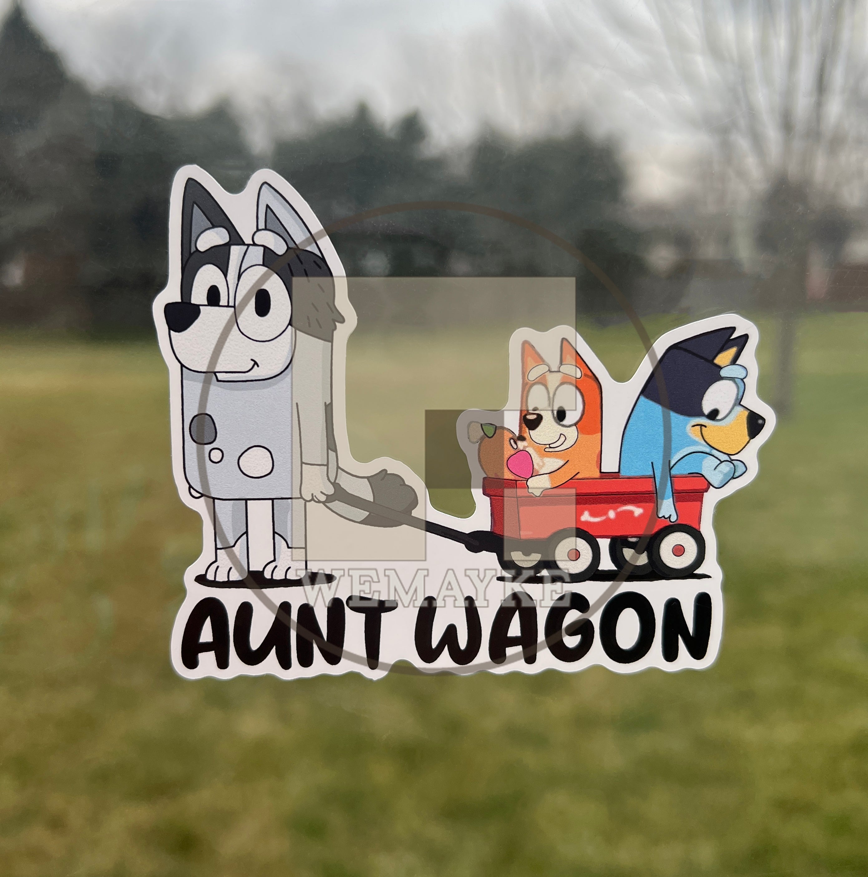 (B71) Aunt Wagon of 2 - Dog Family Decal / Sticker