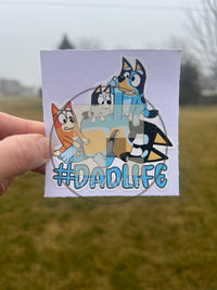 (B75) Dadlife of 3 - Dog Family Decal / Sticker