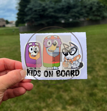 (B7) Kids on Board 3G- Dog Family Decal / Sticker