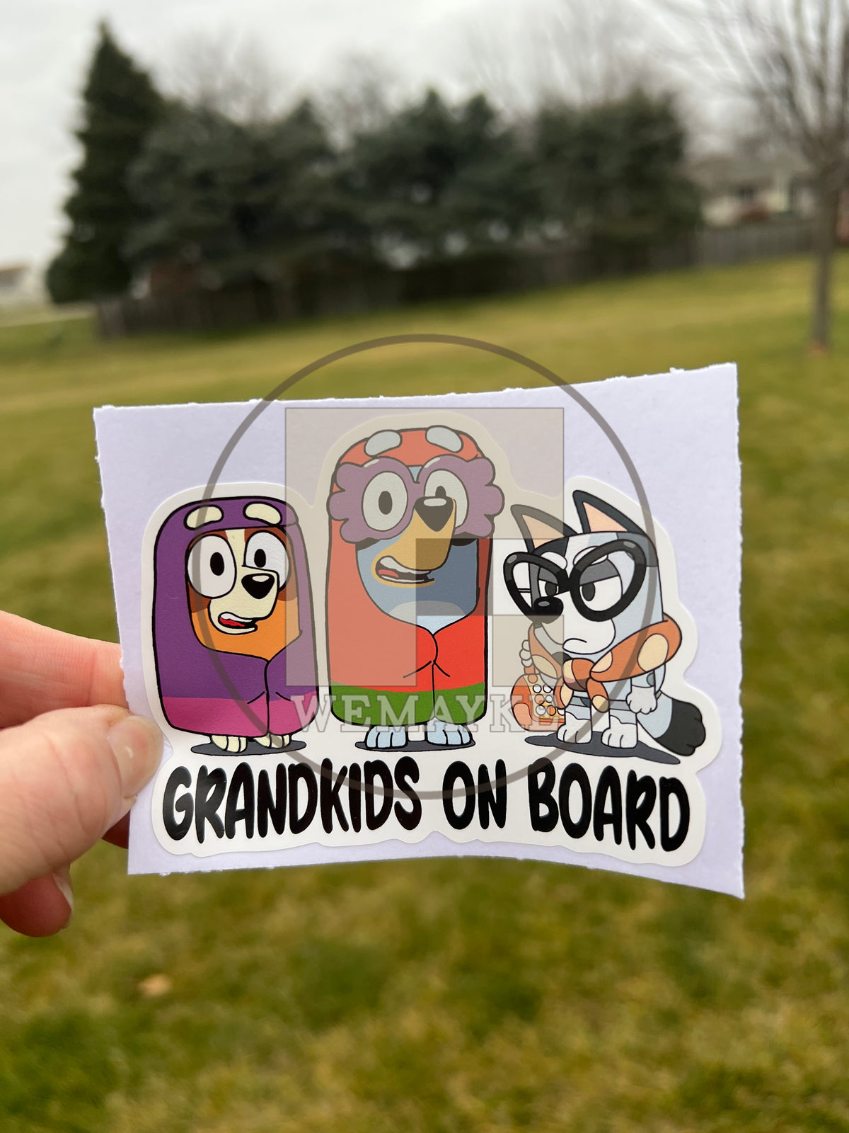 (B81) Grandkids On Board 3g - Dog Family Decal / Sticker