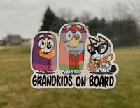 (B81) Grandkids On Board 3g - Dog Family Decal / Sticker