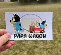 (B82) Papa Wagon With 3 Kids - Dog Family Decal / Sticker