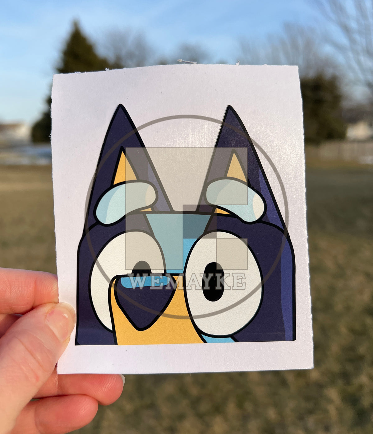 (B87) Blue Puppy Peeker - Dog Family Decal / Sticker