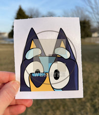 (B87) Blue Puppy Peeker - Dog Family Decal / Sticker