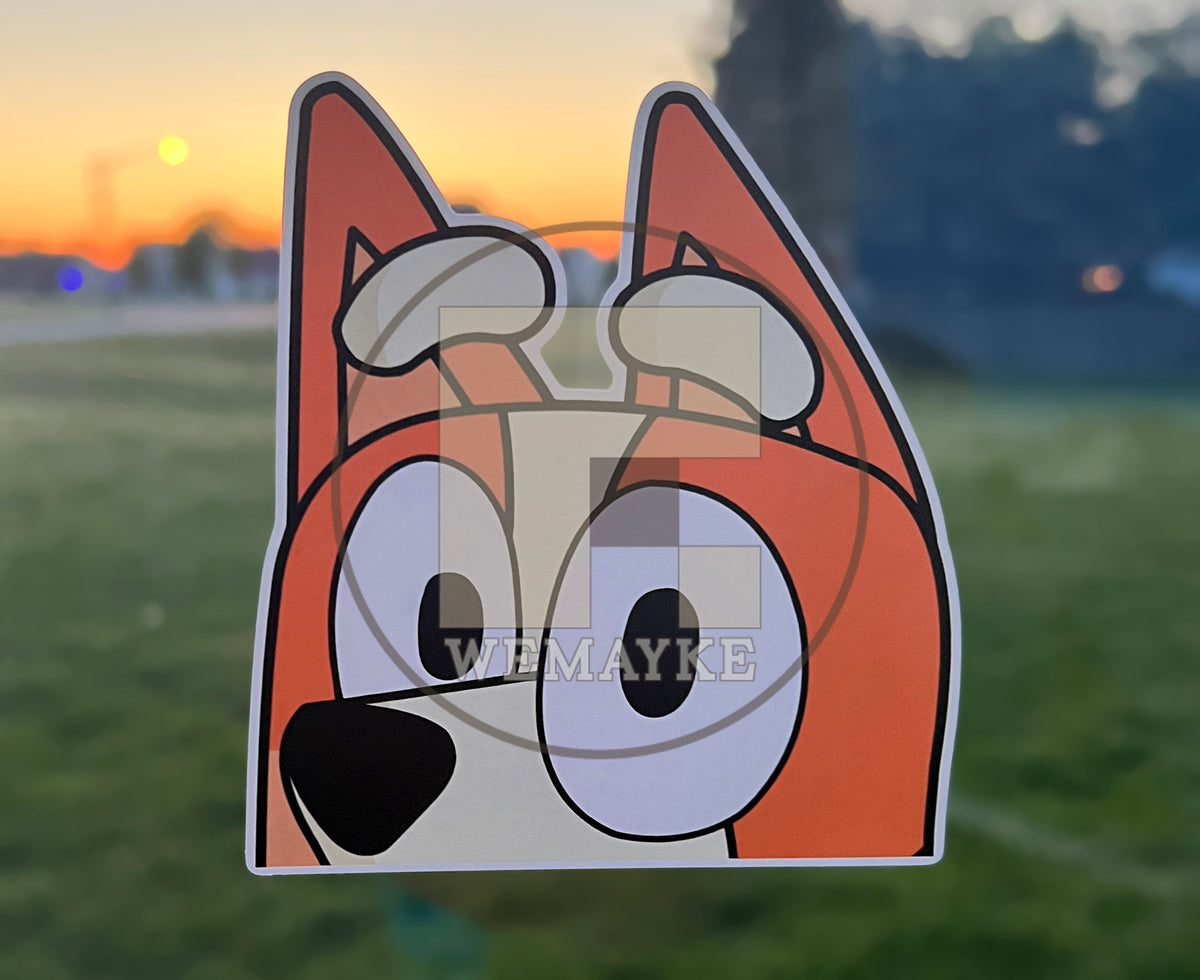 (B88) Orange Puppy Peeker - Dog Family Decal / Sticker