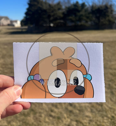 (B89) Tan Puppy Peeker - Dog Family Decal / Sticker