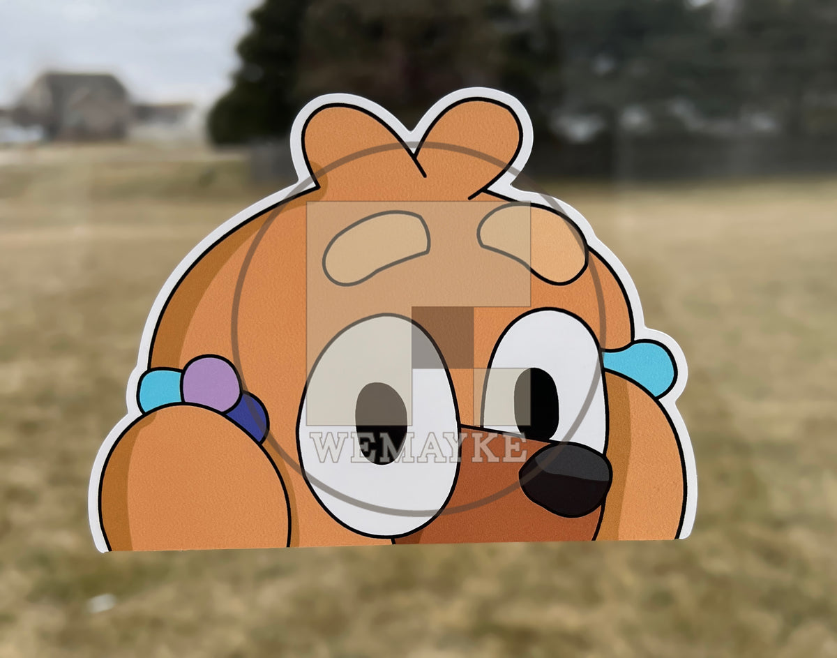 (B89) Tan Puppy Peeker - Dog Family Decal / Sticker