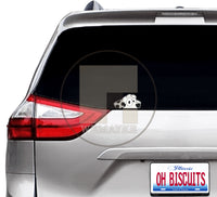 (B91) Black & White Puppy Peeker - Dog Family Decal / Sticker