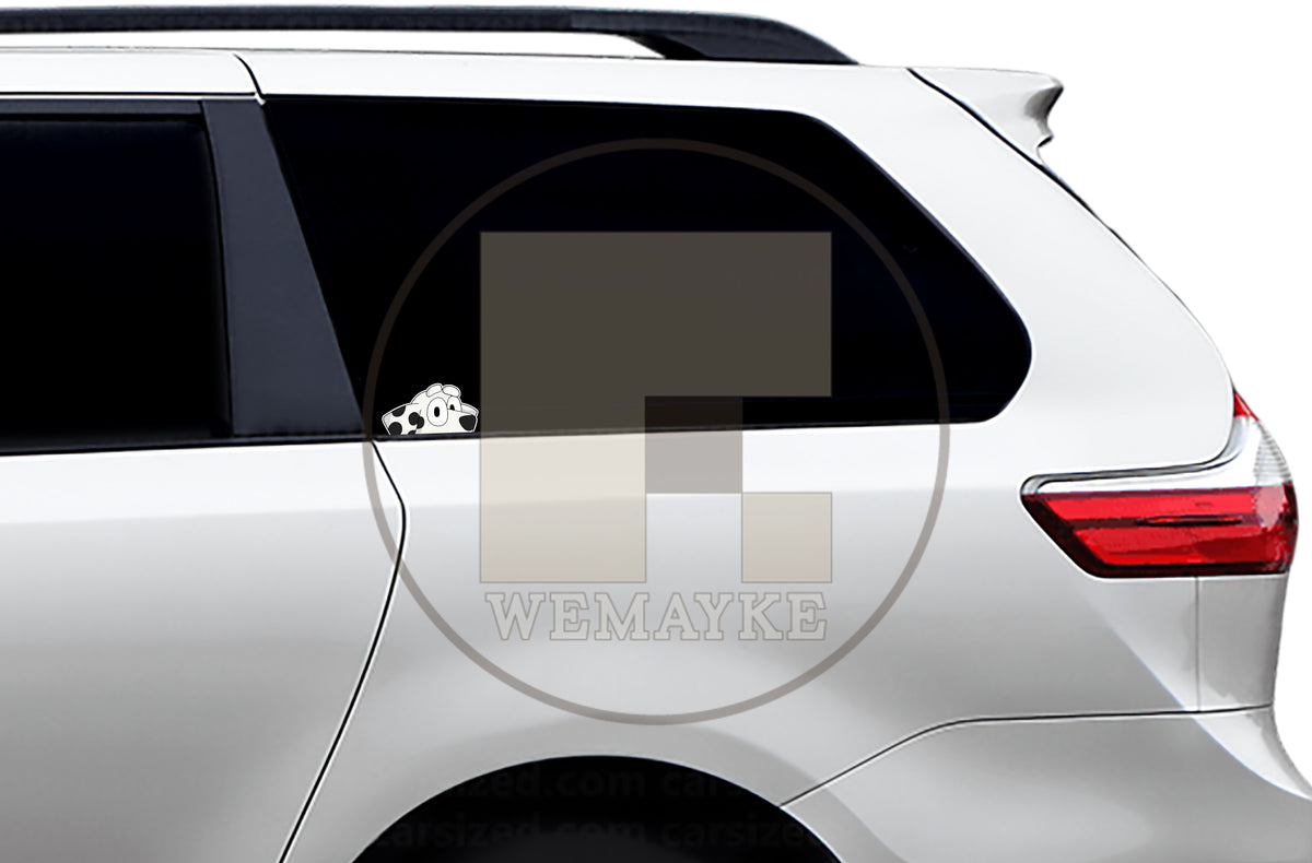(B91) Black & White Puppy Peeker - Dog Family Decal / Sticker