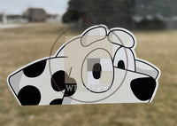 (B91) Black & White Puppy Peeker - Dog Family Decal / Sticker
