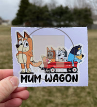 (B93) Mum Wagon With 3 Kids - Dog Family Decal / Sticker