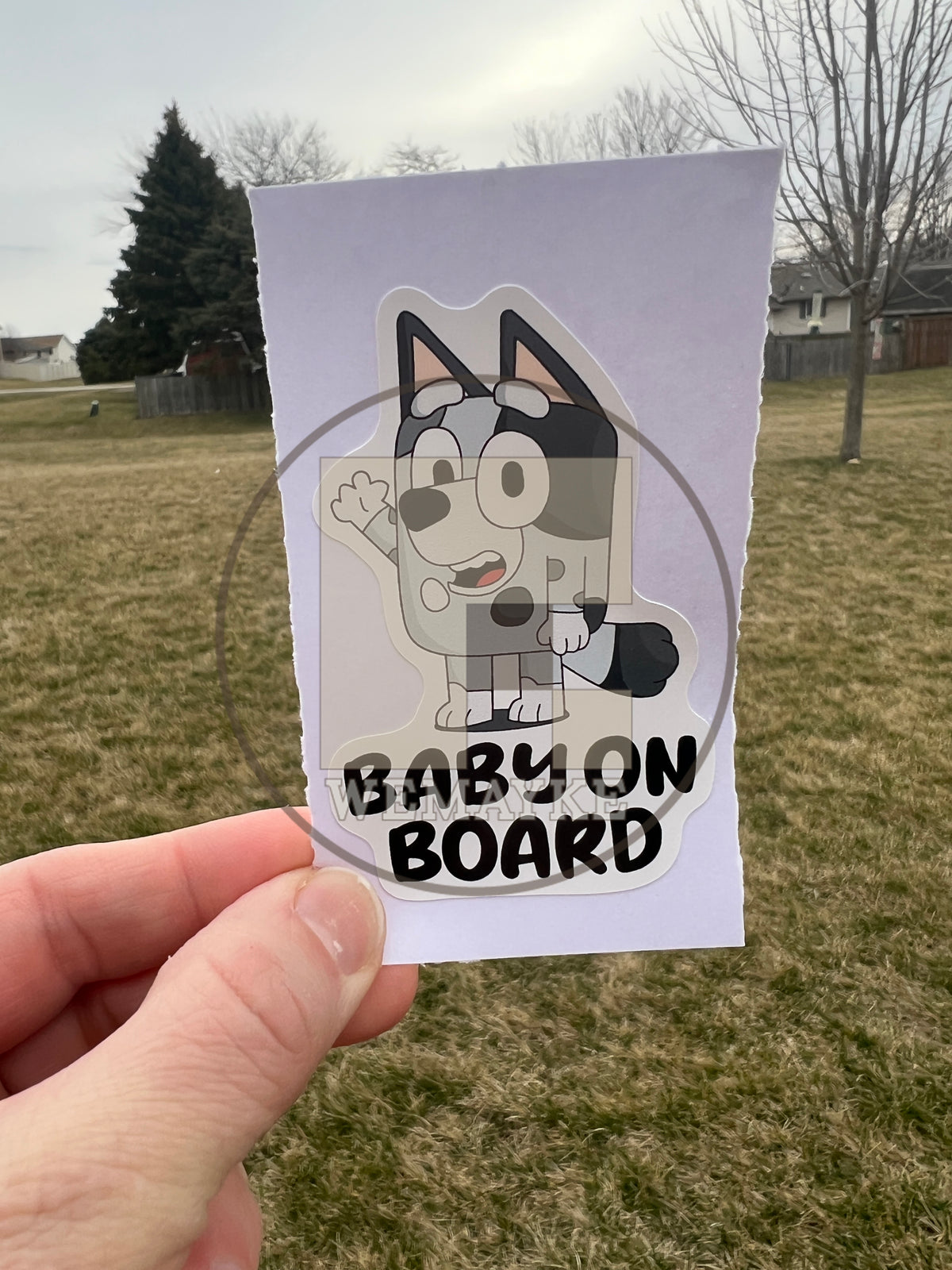 (B97) Baby on Board White & Gray - Dog Family Decal / Sticker