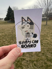 (B97) Baby on Board White & Gray - Dog Family Decal / Sticker