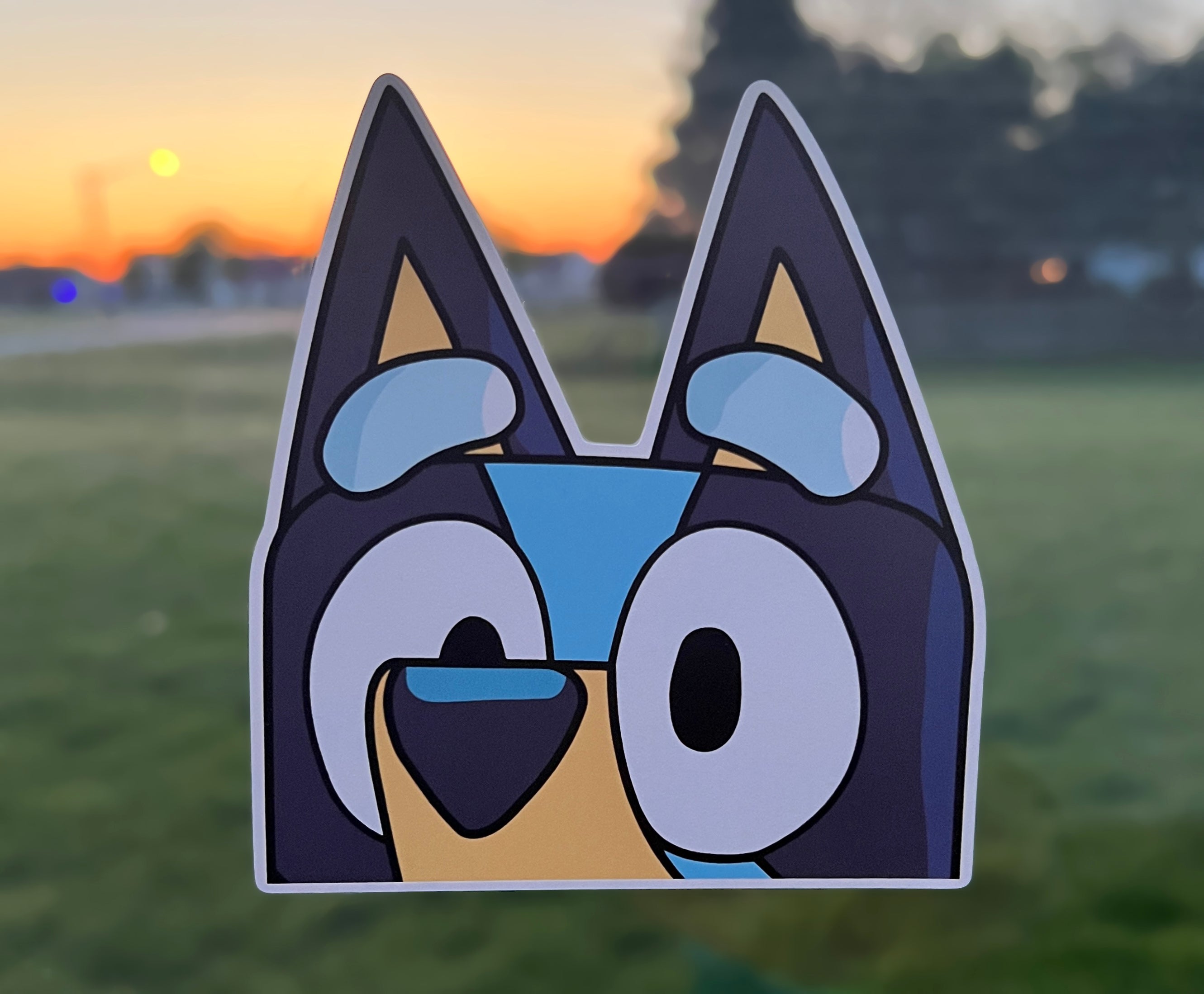 (B87) Blue Puppy Peeker - Dog Family Decal / Sticker