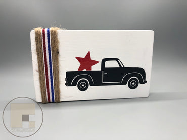 Patriotic Tier Tray Single Piece Truck Wood Décor