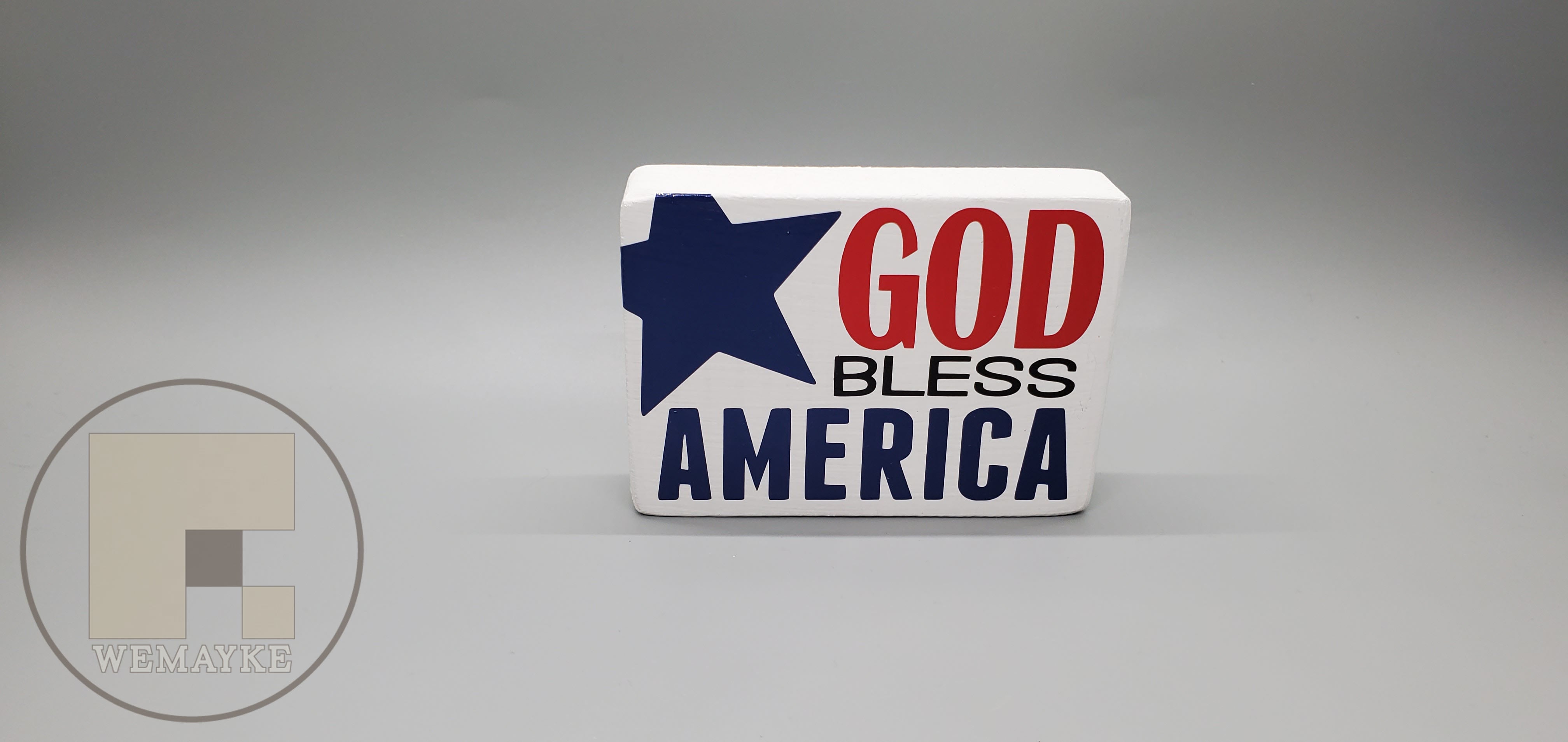Patriotic Tier Tray Single Piece Wood Block