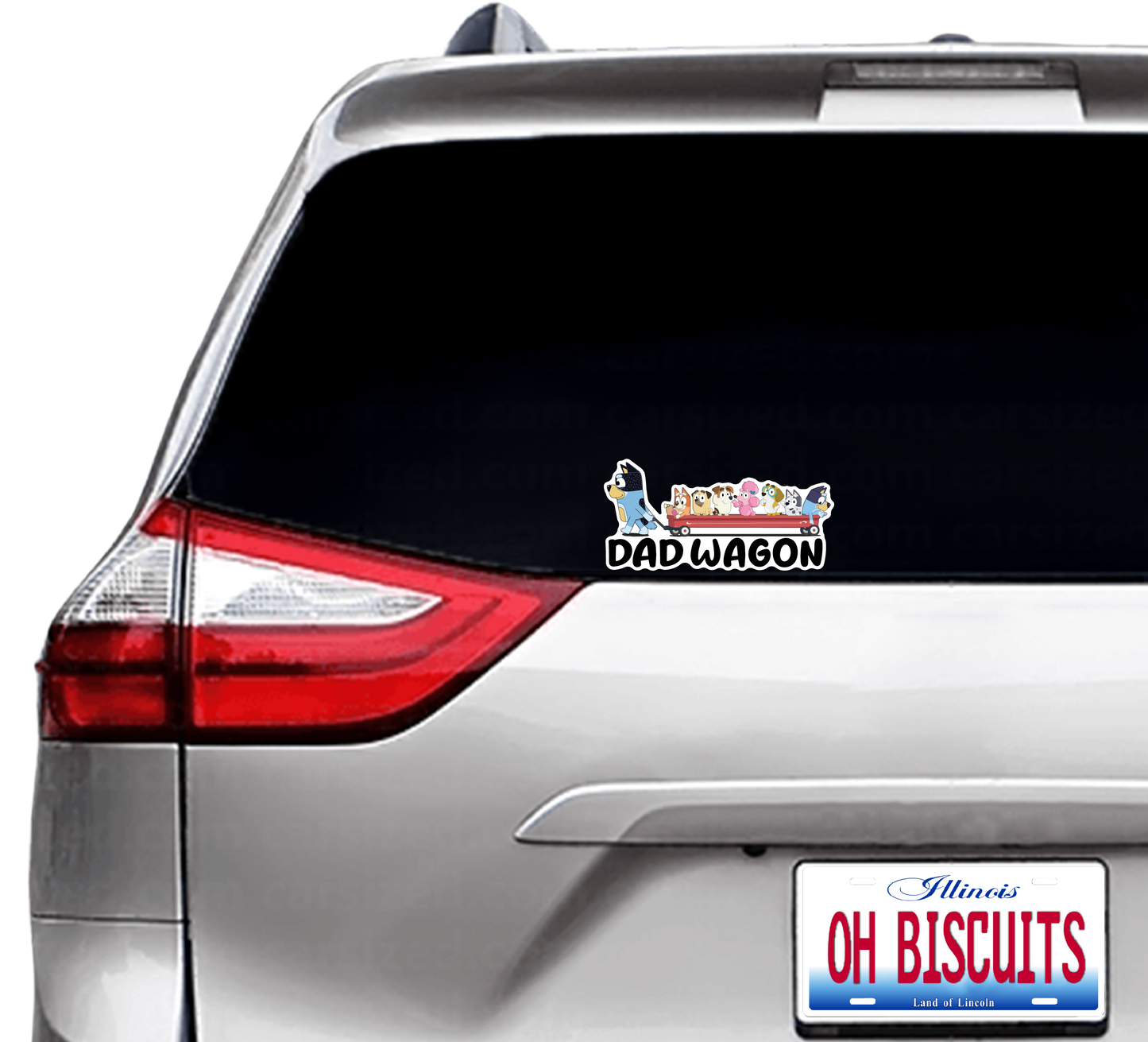 (B100) Dad Wagon With 7 Kids - Dog Family Decal / Sticker