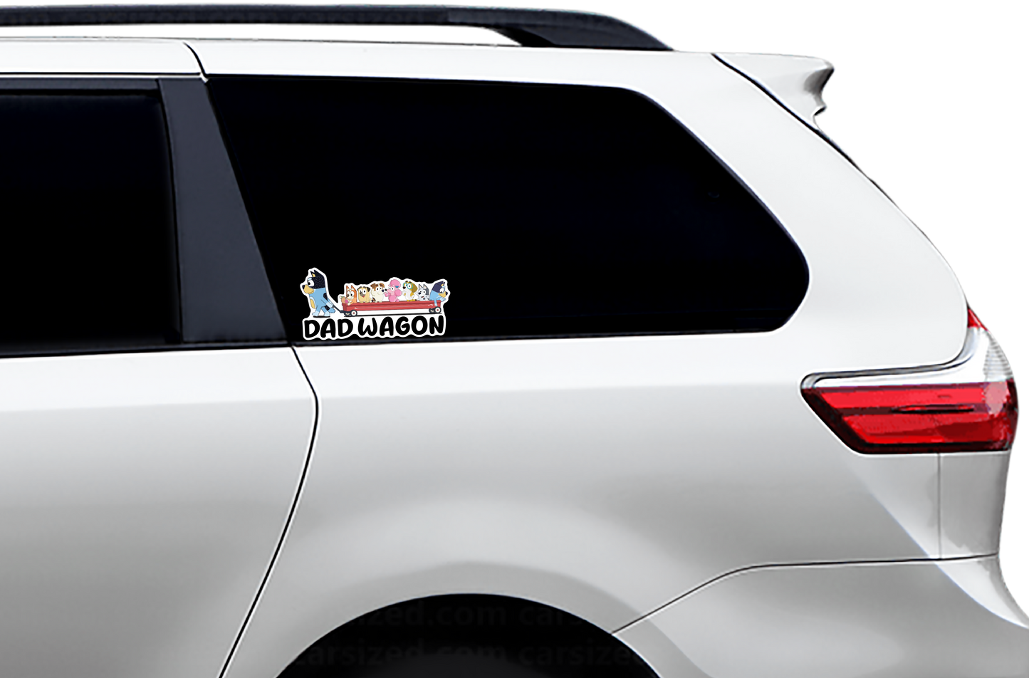 (B100) Dad Wagon With 7 Kids - Dog Family Decal / Sticker