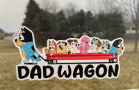 (B100) Dad Wagon With 7 Kids - Dog Family Decal / Sticker