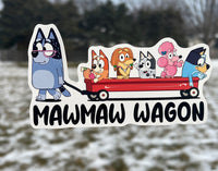 (B108) MawMaw Wagon With 5 Kids - Dog Family Decal / Sticker