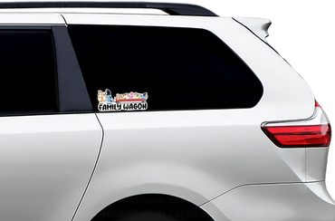 (B109) Family Wagon With 7 Kids - Dog Family Decal / Sticker