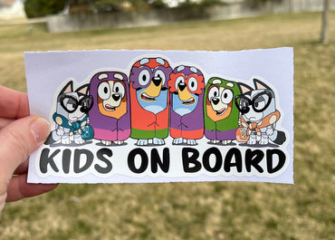 (B10) Kids on Board 6g - Dog Family Decal / Sticker