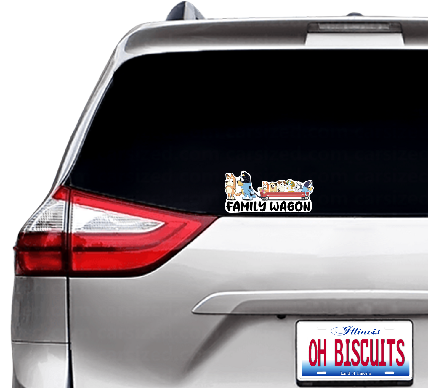 (B115) Family Wagon With 6 Kids - Dog Family Decal / Sticker