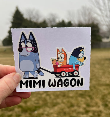 (B120) Mimi Wagon of 2 - Dog Family Decal / Sticker