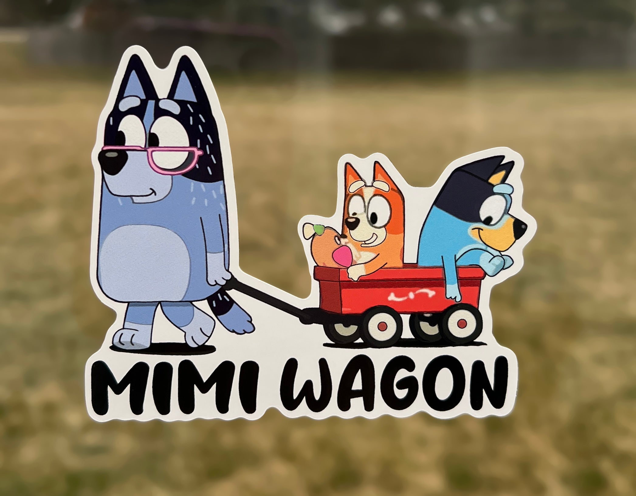 (B120) Mimi Wagon of 2 - Dog Family Decal / Sticker