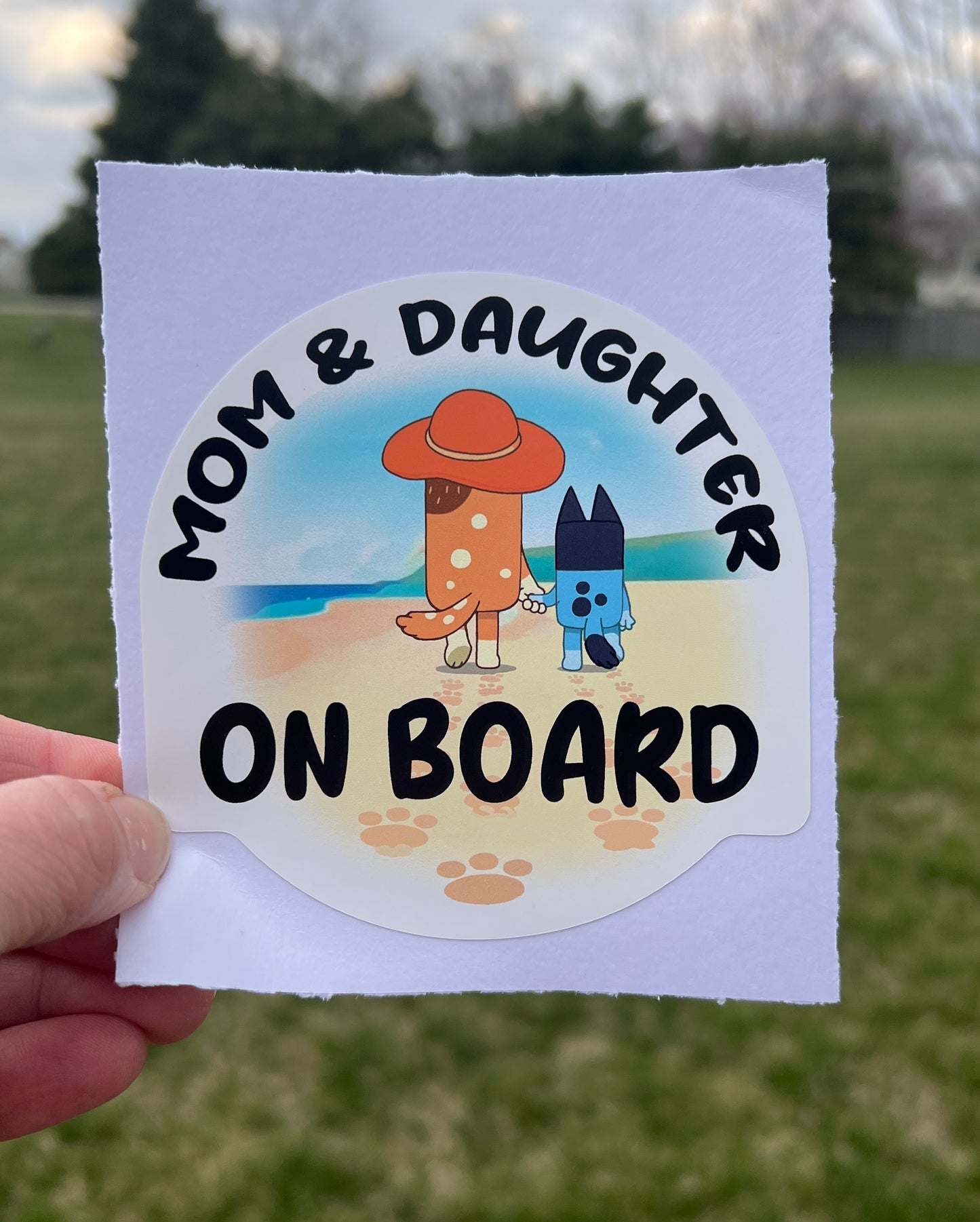 (B122) Mom & Daughter on Board - Dog Family Decal / Sticker