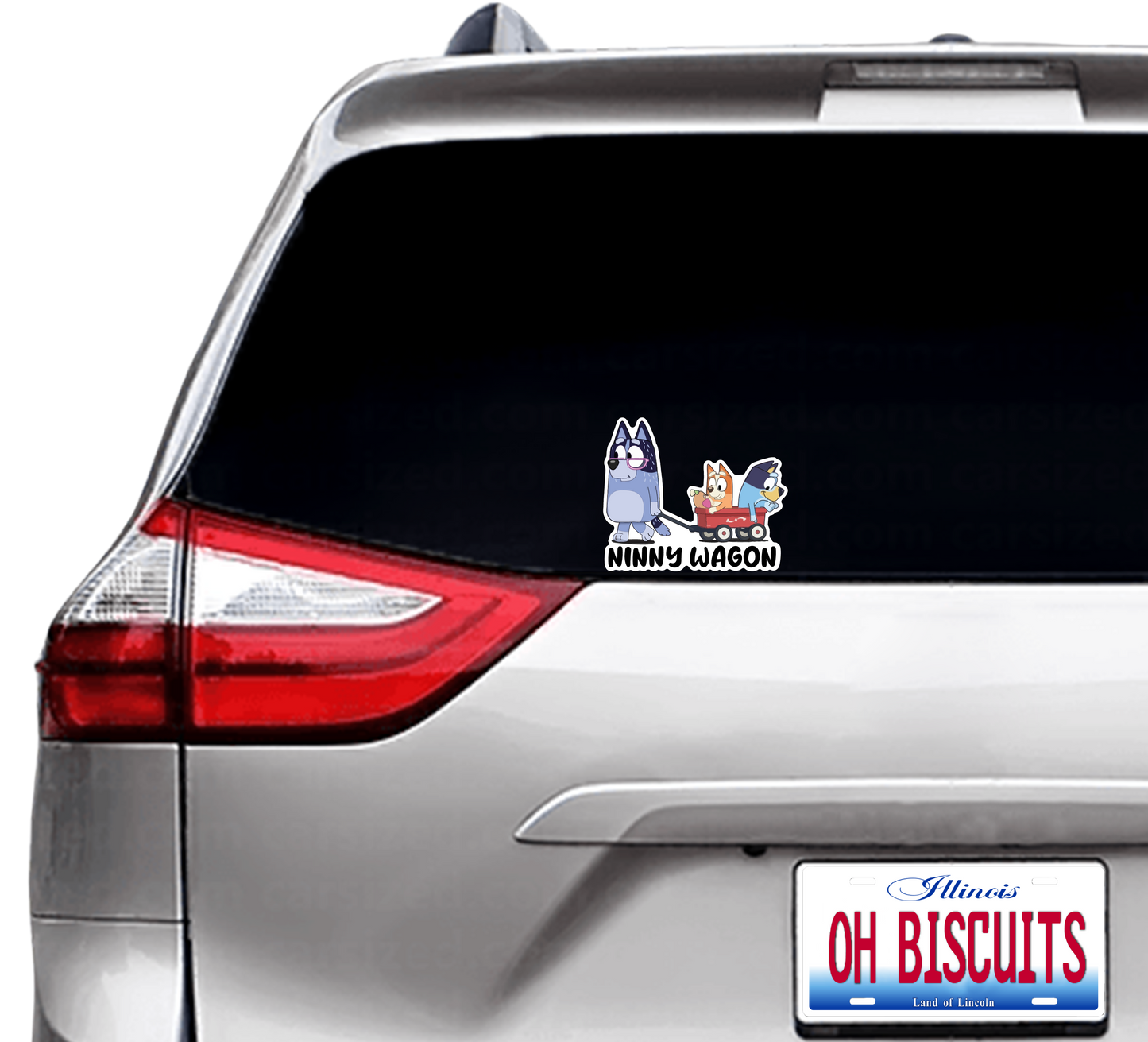 (B123) Ninny Wagon of 2 - Dog Family Decal / Sticker