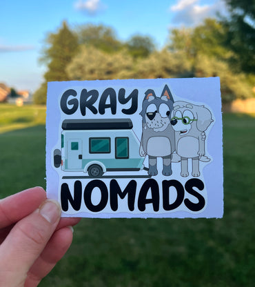 (B15) Gray Nomads - Dog Family Decal / Sticker