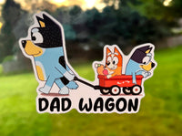 (B23) Dad Wagon of 2 - Dog Family Decal / Sticker