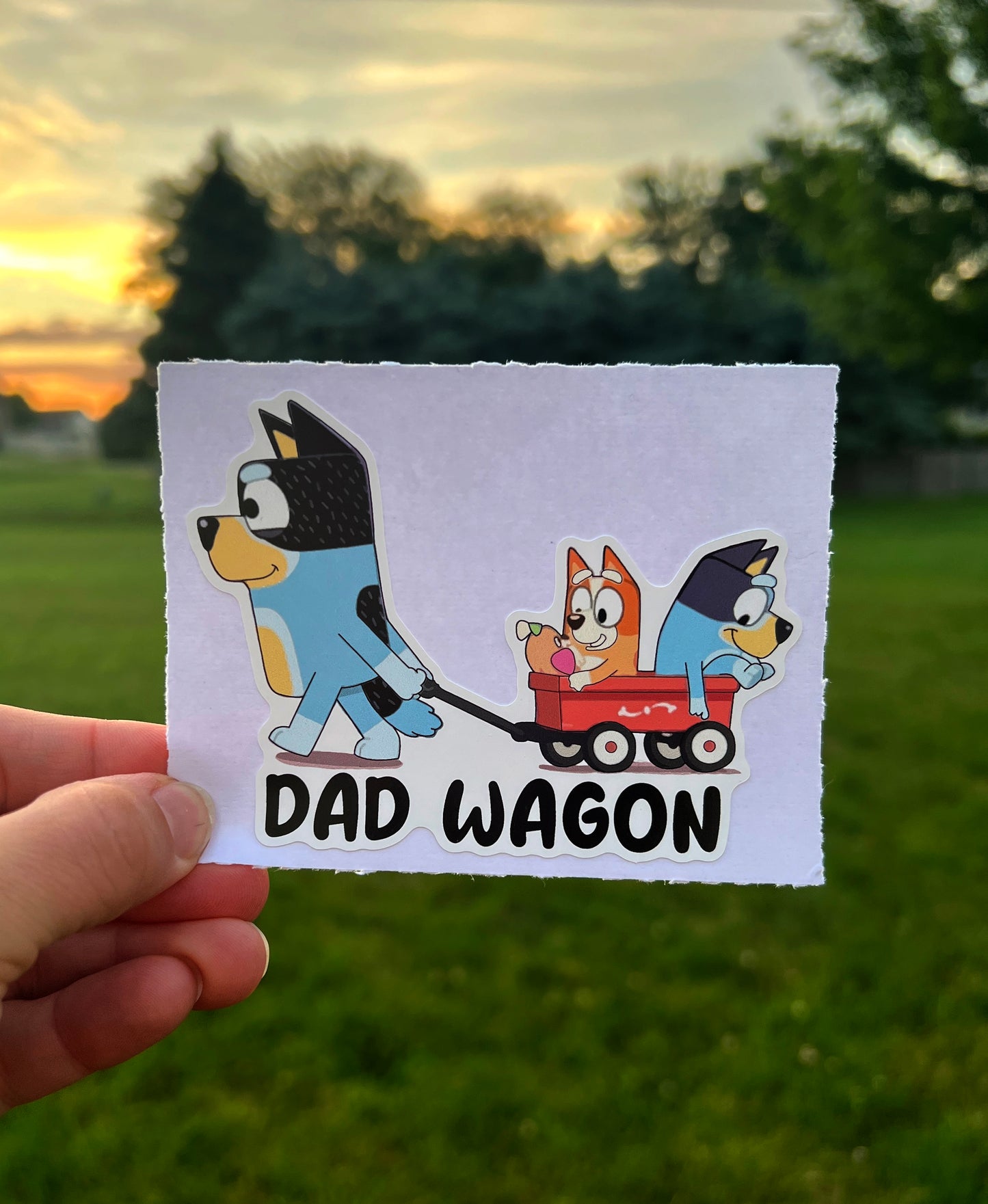 (B23) Dad Wagon of 2 - Dog Family Decal / Sticker