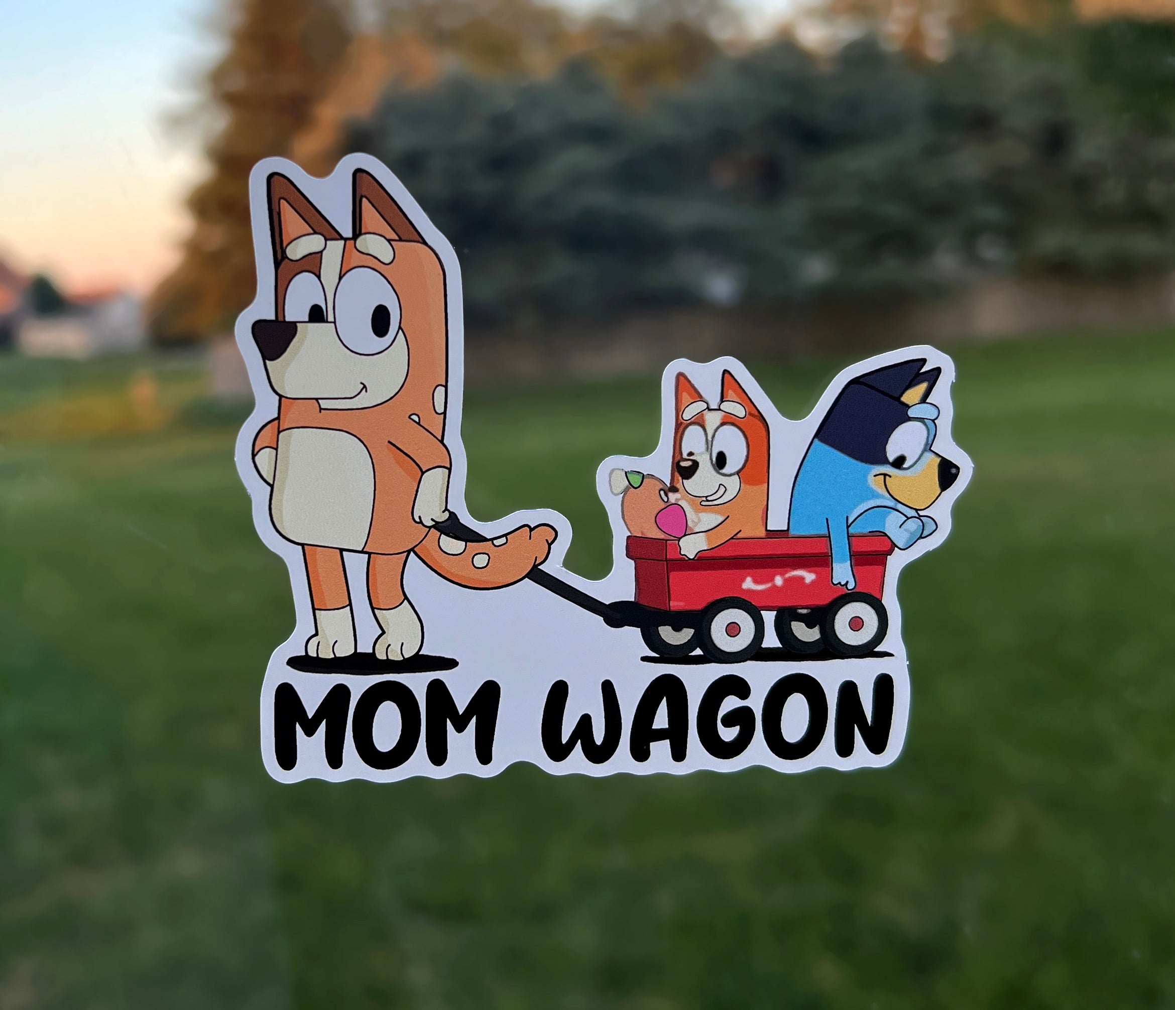 (B24) Mom Wagon of 2 - Dog Family Decal / Sticker