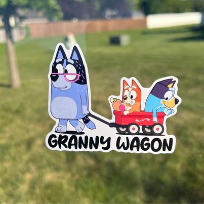 (B25) Granny Wagon of 2 - Dog Family Decal / Sticker