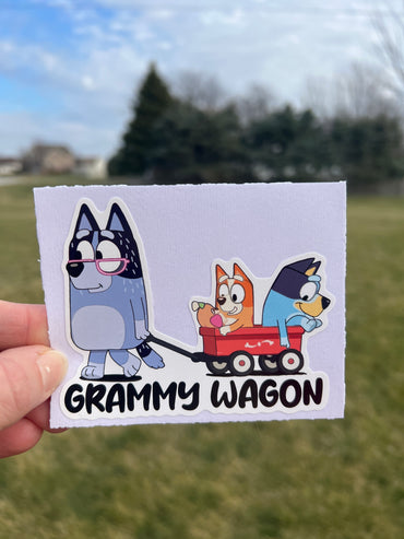 (B26) Grammy Wagon of 2 - Dog Family Decal / Sticker