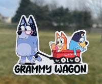 (B26) Grammy Wagon of 2 - Dog Family Decal / Sticker