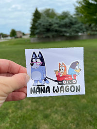 (B27) Nana Wagon of 2 - Dog Family Decal / Sticker