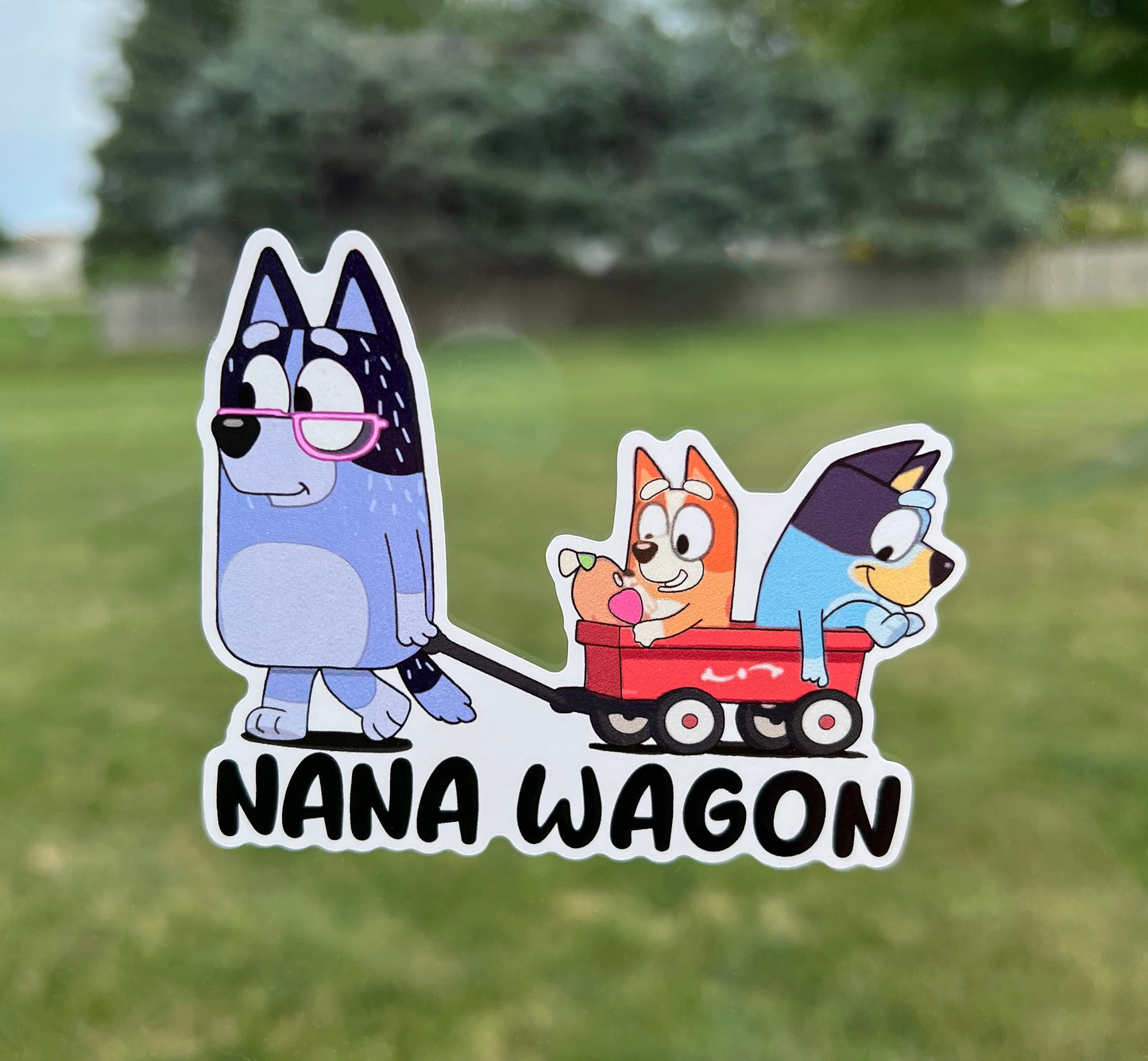 (B27) Nana Wagon of 2 - Dog Family Decal / Sticker