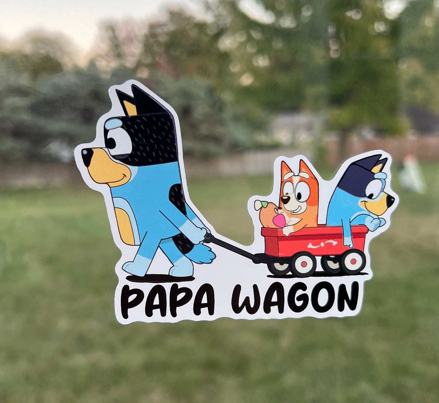 (B54) Papa Wagon of 2 - Dog Family Decal / Sticker