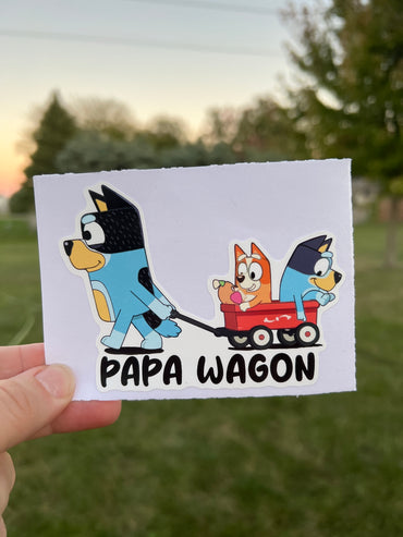 (B54) Papa Wagon of 2 - Dog Family Decal / Sticker