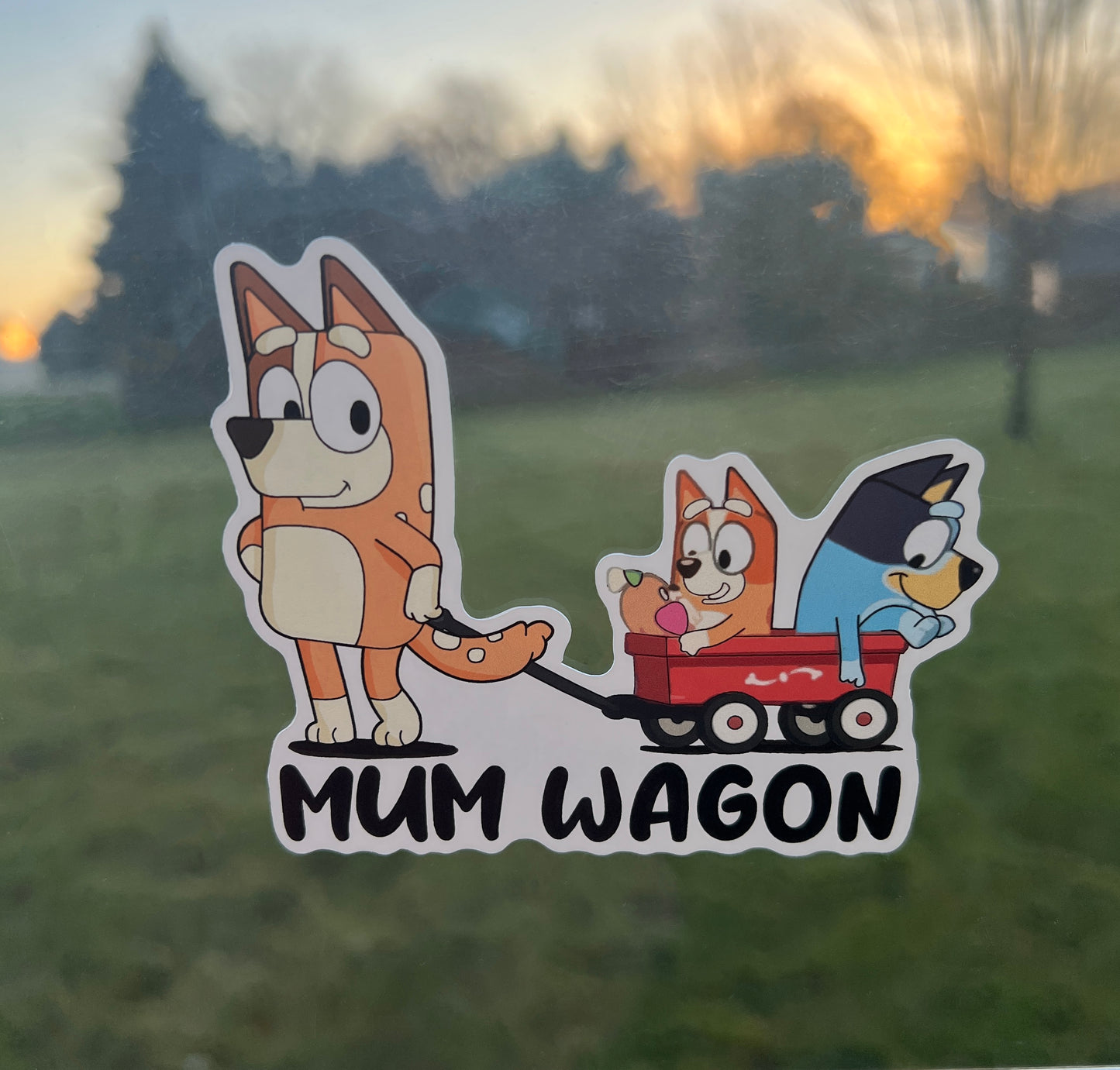 (B59) Mum Wagon of 2 - Dog Family Decal / Sticker