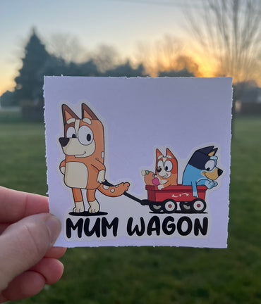 (B59) Mum Wagon of 2 - Dog Family Decal / Sticker