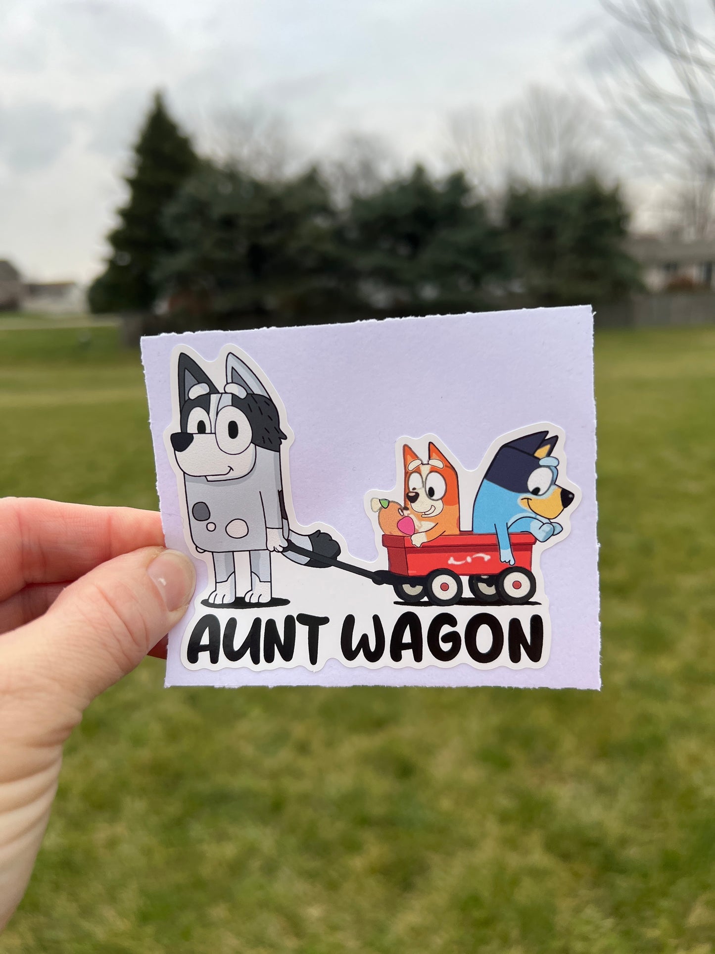 (B71) Aunt Wagon of 2 - Dog Family Decal / Sticker