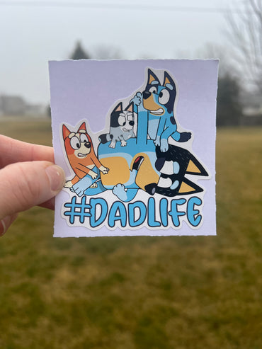 (B75) Dadlife of 3 - Dog Family Decal / Sticker