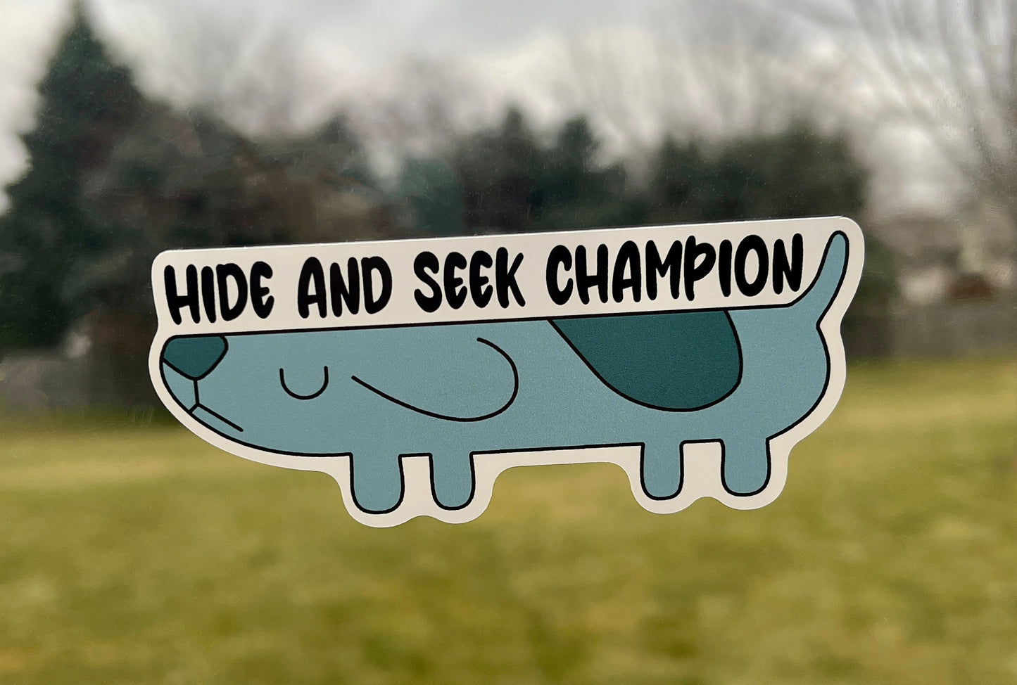 (B76) Hide and Seek Champion - Dog Family Decal / Sticker