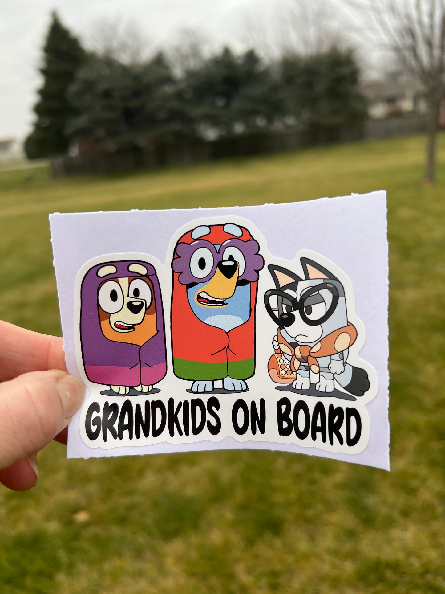 (B81) Grandkids On Board 3g - Dog Family Decal / Sticker