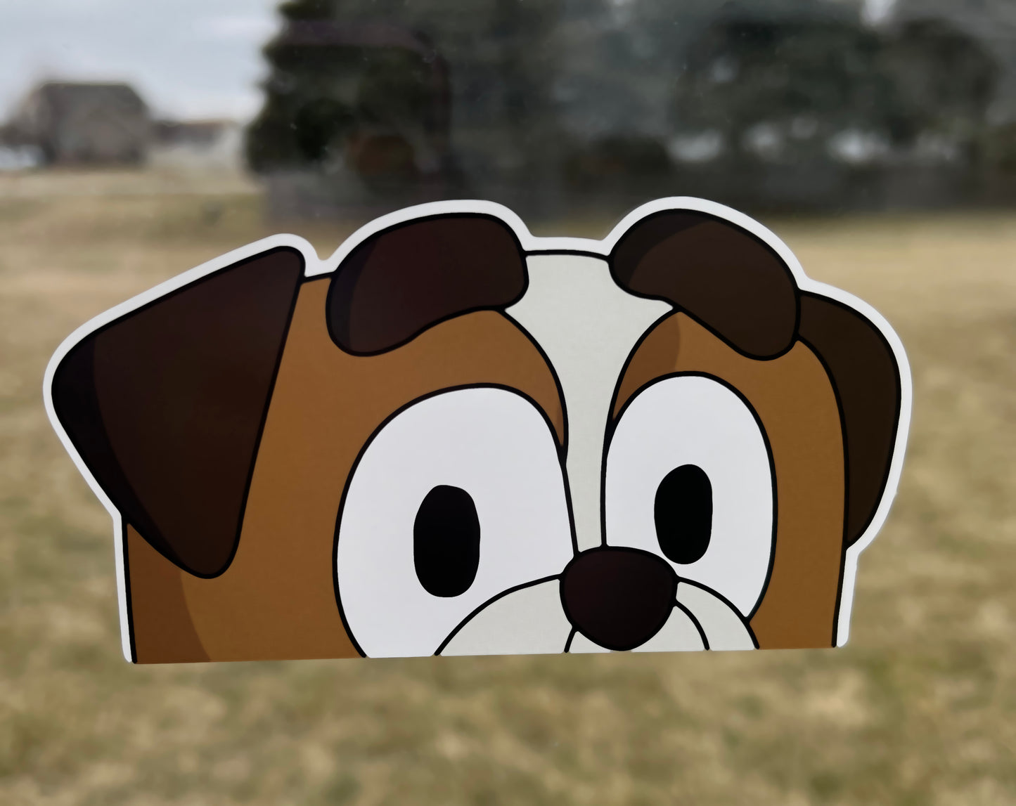 (B85) Brown Puppy Peeker - Dog Family Decal / Sticker