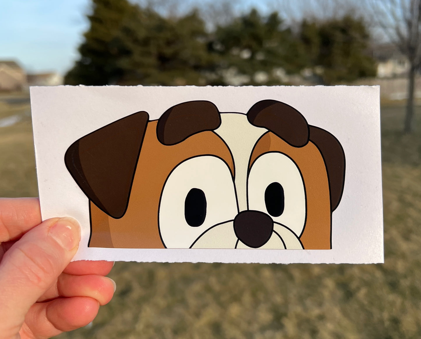 (B85) Brown Puppy Peeker - Dog Family Decal / Sticker